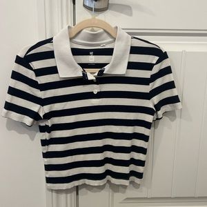 Striped Collared Crop Top